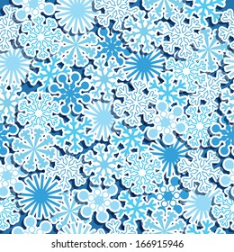 seasonal seamless blue snowflake pattern, eps 10 format with transparencies and clipping mask.