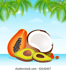 Seasonal varied tropical fruit basket