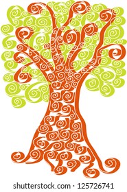 seasonal vector background with tree in silhouette isolated on white background