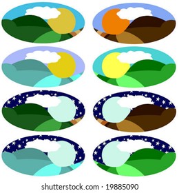 seasonal vector elements with night and day