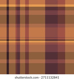 Patrón de tela de Vector estacional, textura tartán premium check. Fondo textil a cuadros de regreso a la escuela sin fisuras en la paleta de colores naranja y rojo.