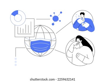 Seasonal virus infection abstract concept vector illustration. Flu and coronavirus pandemic, seasonal virus infection outbreak, statistics, death toll, quarantine measure abstract metaphor.