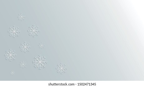 Seasonal or winter background with snowflackes and white and light-gray gradient