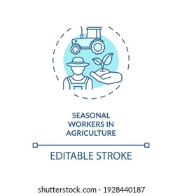 Seasonal workers in agriculture concept icon. Travel ban exemption categories idea thin line illustration. Tourism service.Vector isolated outline RGB color drawing. Editable stroke