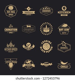 Seasoning Elements Logo Icons Set. Simple Illustration Of 16 Seasoning Elements Logo Vector Icons For Web