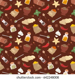 Seasoning food herbs relish natural vector ingredient seamless pattern