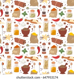 Seasoning food herbs relish natural vector ingredient seamless pattern