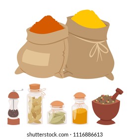 Seasoning food spicy herbs natural healthy spices condiments organic vegetable vector ingredient.