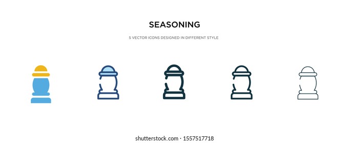 seasoning icon in different style vector illustration. two colored and black seasoning vector icons designed in filled, outline, line and stroke style can be used for web, mobile, ui
