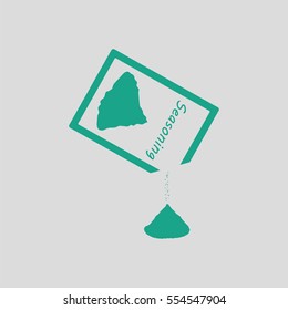 Seasoning package icon. Gray background with green. Vector illustration.