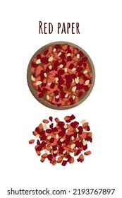 Seasoning Red pepper mix powder. Flat style, top view. 