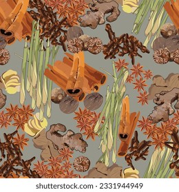 seasoning seamless pattern with warm autum colour