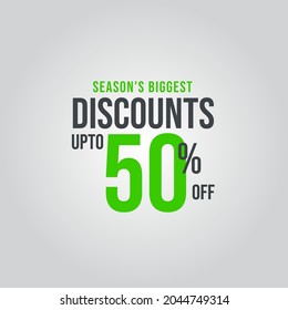 Seasons biggest discounts up to 50% off. vector illustration 