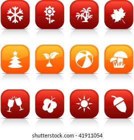 Seasons  button set. Vector illustration.
