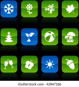 Seasons  button set. Vector illustration.