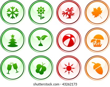 Seasons  button set. Vector illustration.