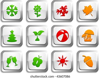 Seasons  button set. Vector illustration.