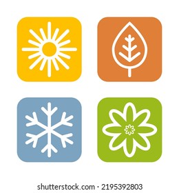 Seasons colorful icons set. Seasons - spring, summer, autumn, winter.