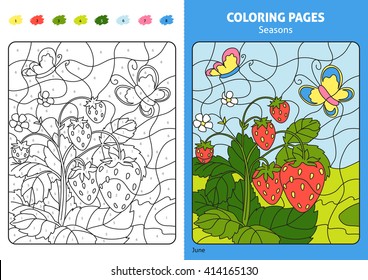 seasons coloring page kids june month stock vector royalty free 414165130