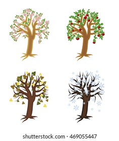 Seasons decorative tree, vector illustration