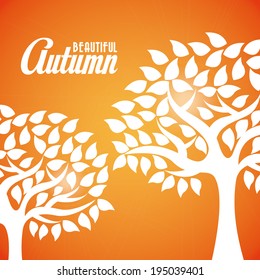 Seasons design over orange background, vector illustration