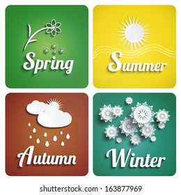 Seasons flat design with long shadow