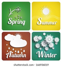 Seasons flat design with long shadow