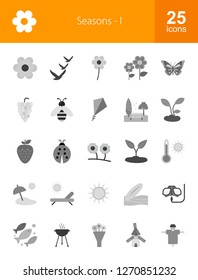 Seasons Flat Greyscale Icons