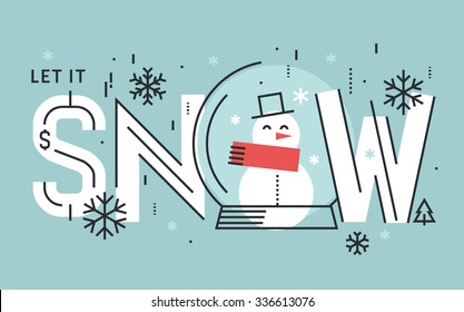 Seasons flat line design concept for greeting card, website banner and marketing material.