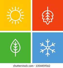 Seasons flat vector icons. Summer, autumn, winter, spring flat vector icons