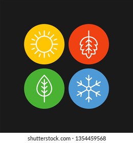 Seasons flat vector icons. Summer, autumn, winter, spring flat vector icons