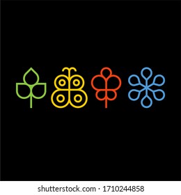 Seasons flat vector icons. Summer, autumn, winter, spring flat vector icons