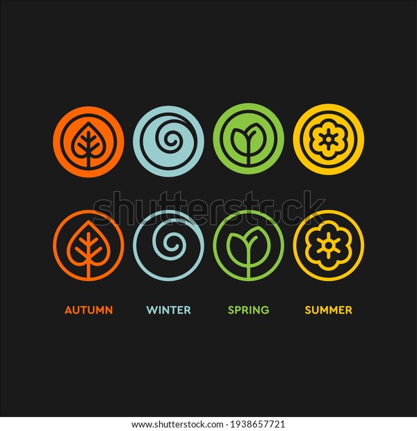 Seasons Flat Vector Icons Summer Autumn Stock Vector (Royalty Free ...