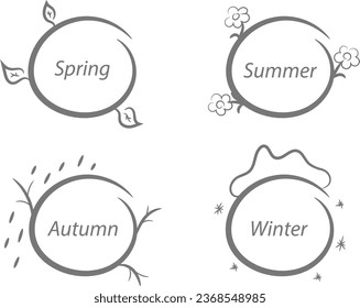 Seasons frames nature chalk and black board set design elements. Vector illustration.