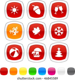 Seasons glossy icons. Vector buttons.