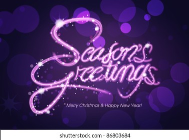 Season's Greeting greeting card, invitation card, typography design, light painting