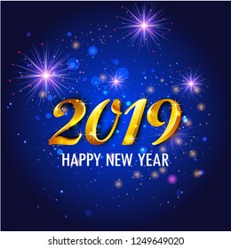 Seasons Greeting and Happy New Year 2019 background. Vector illustration