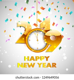 Seasons Greeting and Happy New Year 2019 background. Vector illustration