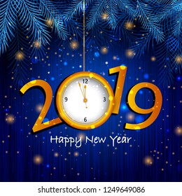 Seasons Greeting and Happy New Year 2019 background. Vector illustration