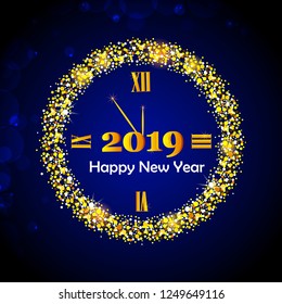 Seasons Greeting and Happy New Year 2019 background. Vector illustration