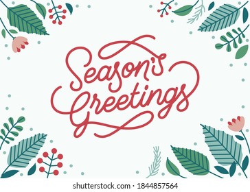 Season's greeting lettering background and winter theme 