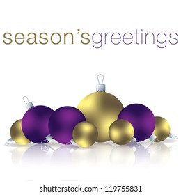 Season's Greetings bauble card in vector format.