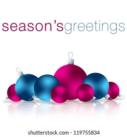 Season's Greetings bauble card in vector format.