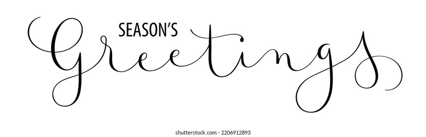 SEASON'S GREETINGS black vector brush calligraphy banner