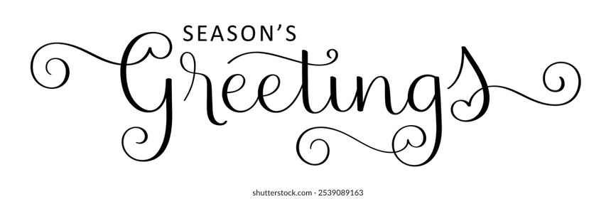 SEASON'S GREETINGS black vector brush calligraphy banner
