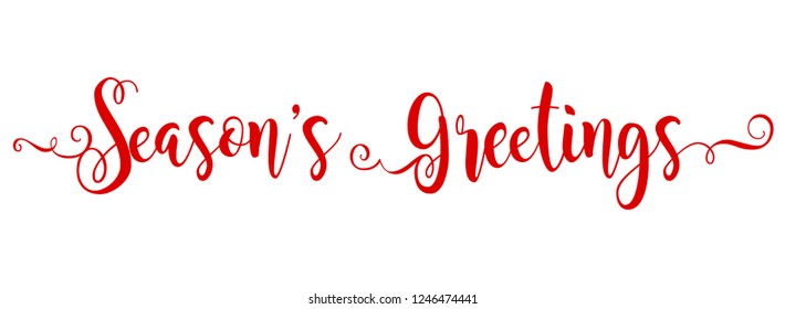 Season's Greetings Brush Calligraphy Vector Banner Red Color