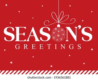 season's greetings card on red color background