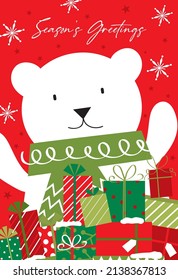 season's greetings card with polar bear design