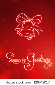 Seasons Greetings - Christmas Bell Card. EPS v10 file has red, blue & green versions in separate layers