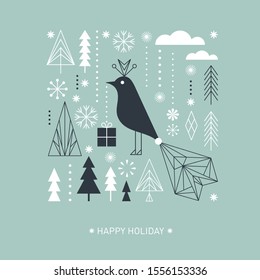 Seasons Greetings. Christmas and New Year's cards design. 